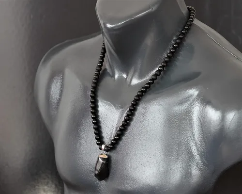 Miniatura 88 de Colgante de turmalina cruda natural, Collar de cuentas de ónix negro genuino, Collar de piedra negra, Collar de piedras preciosas, Cuentas de 0.315