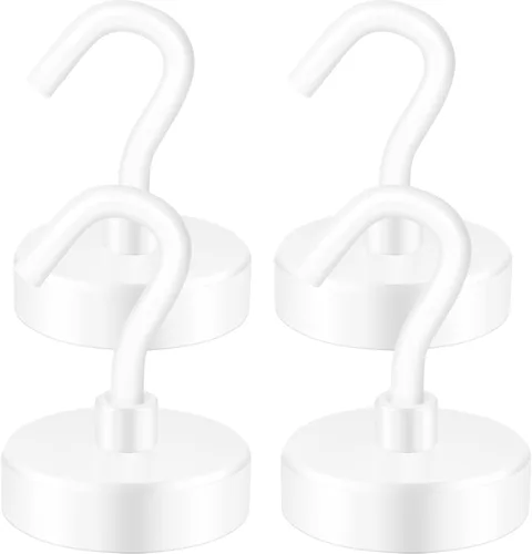 Miniatura 44 de Neosmuk Ganchos magnéticos, imanes de tierra resistentes de 30 libras con gancho para refrigerador, gancho de crucero extra fuerte para colgar