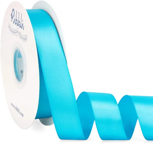 Miniatura 12 de Ribbli - Cinta de satén azul polvoriento de doble cara, 1 pulgada x 50 yardas continuas - Cinta de satén azul polvoriento para envoltura de regalos