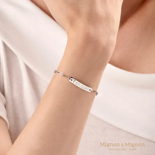 Miniatura 6 de Medical ID Bracelet for Women Personalized Medical Alert Engraved Diabetic Autism Awareness Bracelet Custom Paperclip Chain Jewelry Prescription