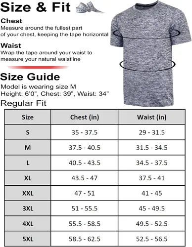 Miniatura 7 de Paquete de 5 camisetas de manga corta, con cuello redondo y de secado rápido para hombre, camisetas deportivas para correr, entrenar o ir al gimnasio