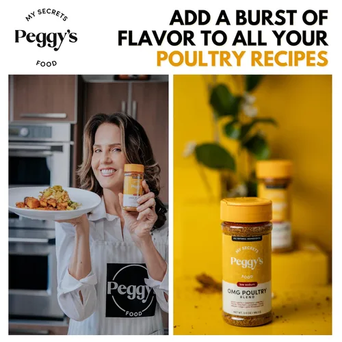 Miniatura 6 de My Secrets Peggy's Food OMG Mezcla de Condimentos para Aves – Mezcla Perfecta de Hierbas y Especias – Con Sal Rosa del Himalaya – 3.5 Oz/99.2 g