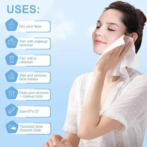 Miniatura 6 de GRANNY SAYS Toalla facial desechable, toallas faciales desechables a base de plantas, 50 toallas extra gruesas y suaves, toallas de piel limpia