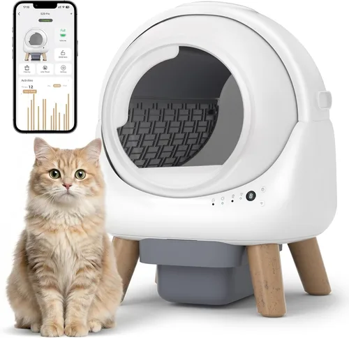 Miniatura 9 de Caja de arena automática, caja de arena autolimpiante para varios gatos, control inteligente de aplicación y sensores de seguridad duales, cubo