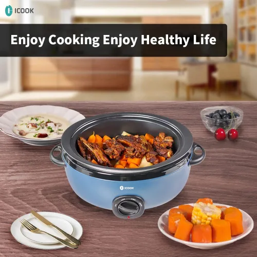 Miniatura 3 de ICOOK USC-65-OP001BL - Olla de cocción lenta de 6.5 cuartos de galón, olla de estofado con función de sellado/salteado en aluminio apta para estufa