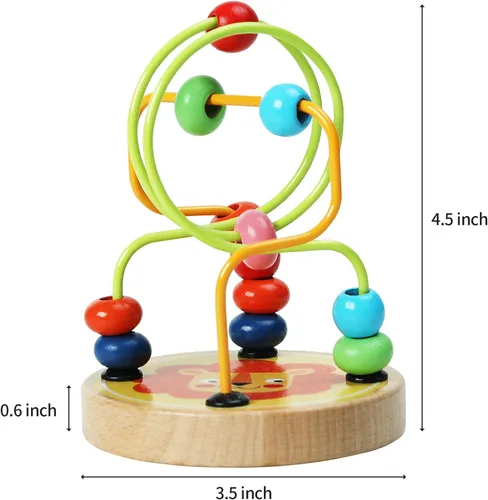 Miniatura 4 de Juguete de laberinto de cuentas para niños pequeños, montaña rusa colorida de madera, juguetes educativos circulares, juguetes de aprendizaje