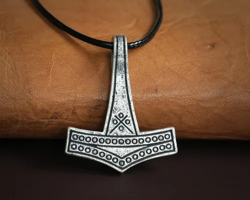 Miniatura 71 de Viking Thors Hammer Necklace Pendant - Vegvisir Aegishjalmur Helm of Awe Raven Huginn Muninn Pendant Necklace Amulet Talisman - Thor Necklace