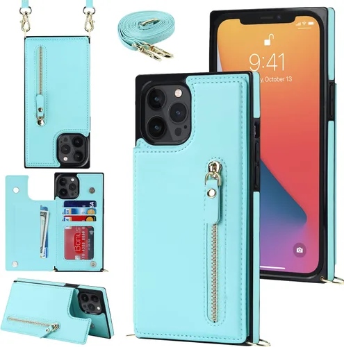 Miniatura 12 de Crossbody Phone Case iPhone 12 / iPhone 12 Pro Leather Card Holders Wallet Protective Case Removable Adjustable Leather Strap with Button Compatible