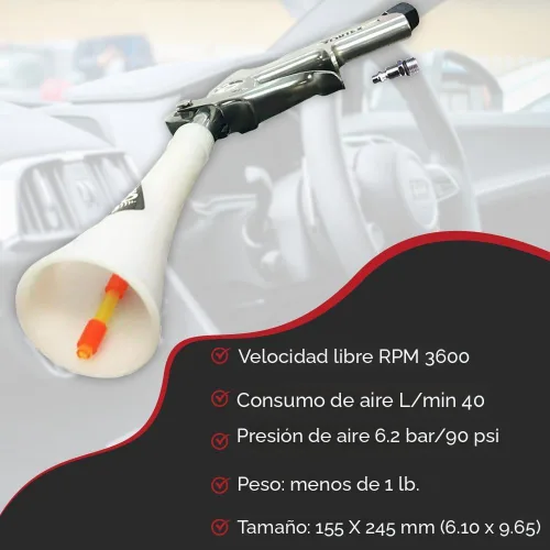 Miniatura 4 de HI-TECH - Pistola de limpieza de aire Vortex II – Herramienta profesional de detalle automático para limpieza profunda de interiores y exteriores