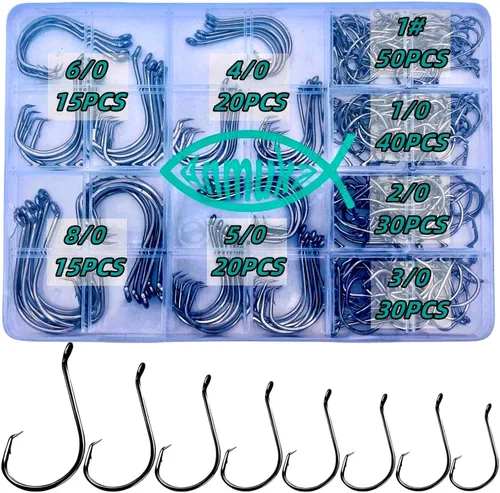 Circle Hooks Fishing Hooks 2X Strong 170PCS/Box|220PCS/Box Octopus Catfish Fish Bulk Fishing Hooks Set Saltwater Freshwater Gear Equipment#1 1/0 2/0