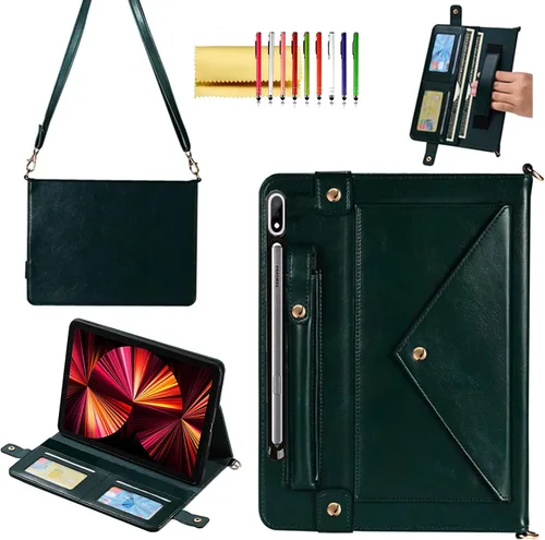 Miniatura 78 de Bolso Funda para Samsung Galaxy Tab S10 FE/S9 FE 10.9"/S9/S8/S7 11", Techcircle Folio con Soporte Cruzado, Billetera con Ranura para Lápiz S Pen