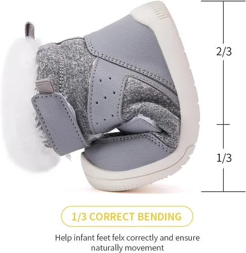 Miniatura 43 de BMCiTYBM Botas de nieve de invierno para bebés y niños pequeños, de piel sintética, cálidas, antideslizantes, zapatos para primeros pasos