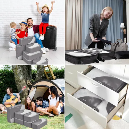 Miniatura 7 de OlarHike - Juego de 6 cubos de embalaje para viajes, 4 tamaños diferentes (grande, mediano, pequeño, delgado), bolsas organizadoras de equipaje