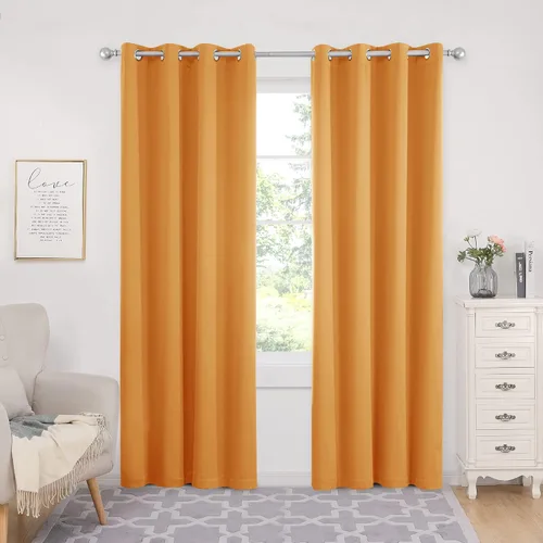 Miniatura 144 de Deconovo Cortinas opacas 100% con forro negro, cortinas con ojales aisladas térmicamente que reducen el ruido, doble capa para oscurecer