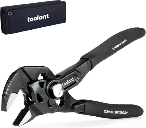 toolant Llave de alicates ajustable de bolsillo de 5 pulgadas, fosfato de zinc CR-V de acero con mandíbulas paralelas lisas y bolsa - Llave portátil