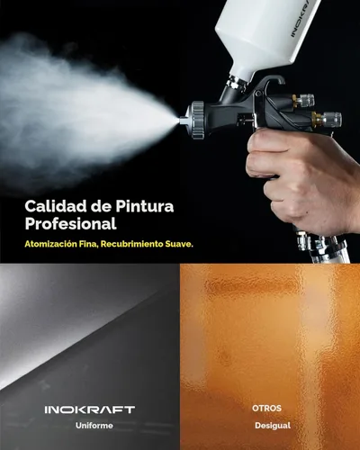 Miniatura 3 de InoKraft D1 LVLP Pistola de rociado de aire Premium Kit, fácil de usar, pistola de pintura para coches y pintura DIY para el hogar, boquillas