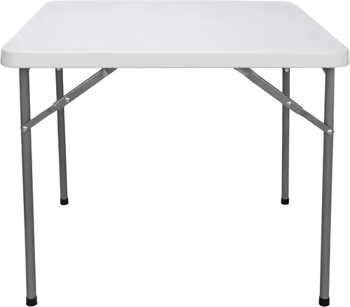 Miniatura 5 de Mesa cuadrada plegable de resina multiusos de aproximadamente 3 pies, plástico para interiores y exteriores, ligero y portátil para hogar, oficina