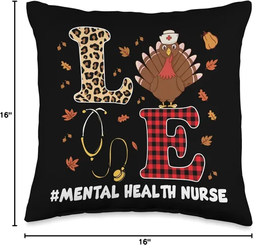 Miniatura 4 de Mental Health Nurses Design Psychiatric Nurse Mental Health RN Psych Nurse for Thanksgiving - Almohada de 16 x 16 pulgadas, multicolor