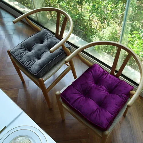 Miniatura 3 de vctops Almohadillas de Silla de Terciopelo Suave con Lazos, Cómodo Cojín de Asiento Sólido para Sillas de Comedor, Sillas de Oficina, Pisos de Gris