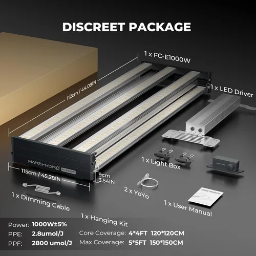 Miniatura 8 de MARS HYDRO FC-E1000W 2026 - Luz LED plegable de crecimiento de 5 x 5 pies, 1000 vatios, barra de luz de crecimiento de espectro completo, lámpara