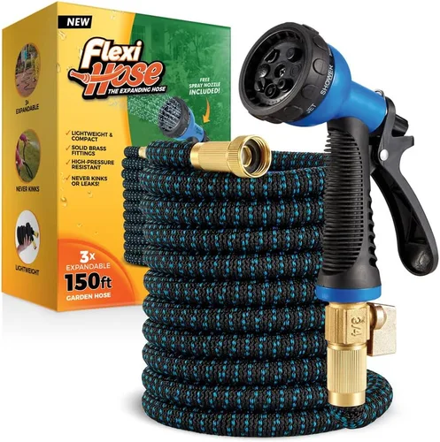Miniatura 10 de Flexi Hose manguera de jardín expandible con boquilla de 8 funciones, 25 pies - manguera de jardín retráctil ligera, manguera de agua - flexibilidad