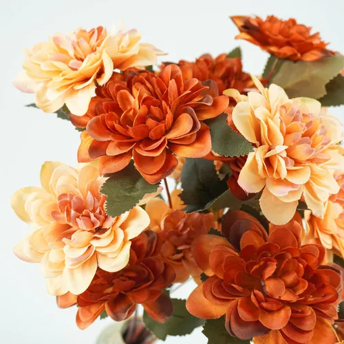 Miniatura 2 de 6 flores artificiales de otoño, 18 cabezas de seda, flores falsas de crisantemo naranja para el hogar, chimenea, mesa, centros de mesa, arreglos