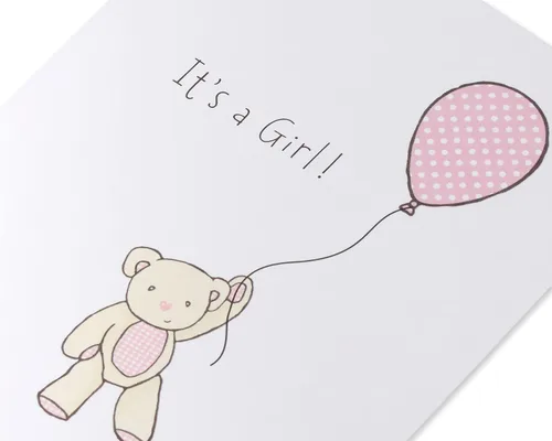 Miniatura 4 de American Greetings Nueva tarjeta de bebé niña (oso con globo)