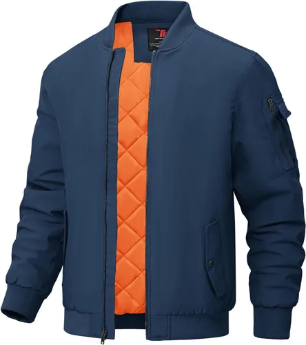 Miniatura 11 de BGOWATU - Chaqueta para hombre, impermeable, acolchada, tipo bomber, casual, para otoño e invierno, cálida y acolchada