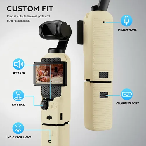 Miniatura 5 de Funda protectora para cámara DJI Osmo Pocket 3/Xtra Muse, funda de silicona suave con protección de pantalla y micrófono, ligera, antiarañazos