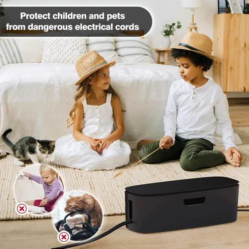 Miniatura 5 de Caja de Gestión de Cables - Caja Organizadora de Cables Grande para Ocultar Regletas de Alimentación y Debajo del Escritorio, Caja Organizadora
