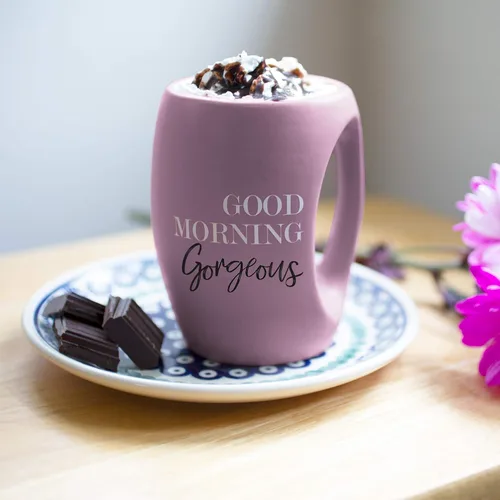 Miniatura 6 de Pavilion - Good Morning Gorgeous - Taza de café de 16 onzas con calentamiento de manos, color morado Púrpura