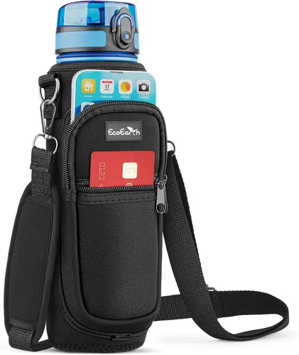 Miniatura 11 de EcoEarth - Water Bottle Holder with Strap - Water Bottle Carrier Bag for Hiking - Crossbody Hydration Pouch with Phone Holder Negro
