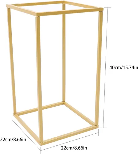 Miniatura 6 de DouSeiAi 2 piezas de soporte de flores de boda de metal para mesas, florero de plantas de flores, jarrón dorado alto, columna geométrica de flores