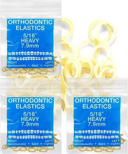 Miniatura 16 de Bandas elásticas de látex ámbar 3 paquetes 300 unidades 3/16pulgadas 4.8mm HEAVY Bandas elásticas intraorales Unimedic Bandas de goma dentales