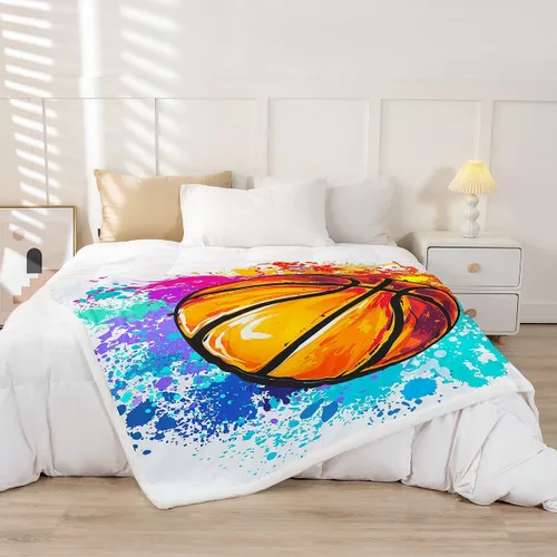 Miniatura 2 de Manta de baloncesto con teñido anudado de acuarela, ligera, súper suave y acogedora manta de microfibra con graffiti hip hop para sofá, dormitorio