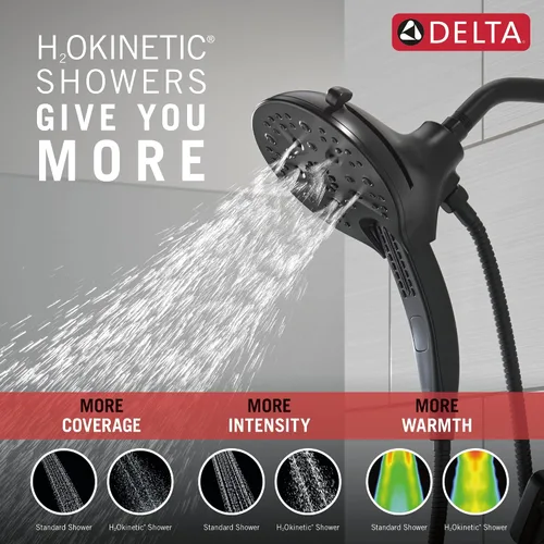 Miniatura 5 de Delta Faucet Tetra 17 Series - Juego de grifo de ducha y bañera de doble función color negro mate con cabezal de ducha 2 en 1 In2ition con rociador