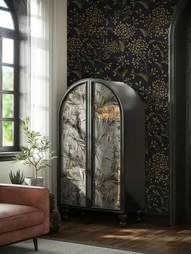 Miniatura 8 de Heroad Papel Tapiz Autoadhesivo Despegar y Pegar Negro Papel de Contacto Floral Dorado Papel Tapiz Moderno Boho Removible Papel de Contacto