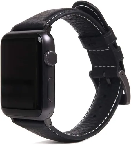SLG Minerva Box - Correa italiana de cuero para Apple Watch de 1.496 pulgadas, 1.575 pulgadas, 1.614 pulgadas, 1.654 pulgadas, correa curtida Negro