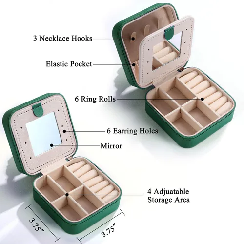 Miniatura 3 de Parima Regalos de graduación para ella, estuche de joyería de viaje de moda, regalos personalizados, joyero de viaje verde, regalos de cumpleaños