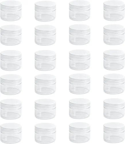 Miniatura 8 de Tarros cosméticos de plástico transparente con tapas blancas (verde)