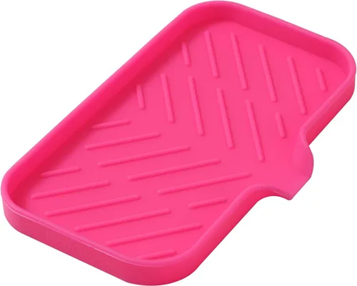 Miniatura 22 de MicoYang Jaboneras de baño de silicona con boquilla de drenaje, organizador de fregadero de cocina, soporte de esponja, bandeja de jabón para Azul