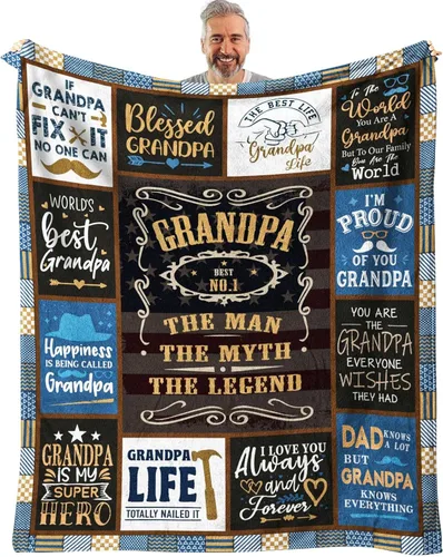 Miniatura 12 de Manta de regalos de Navidad para papá de nietos de 60 x 50 pulgadas, regalos de cumpleaños para papá de parte de nietos, regalos de papá de nieta