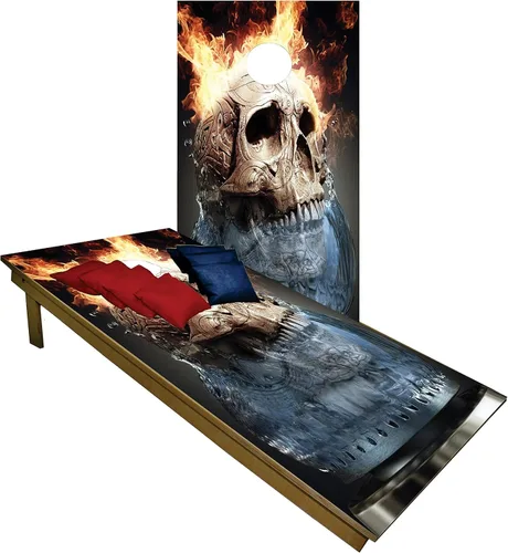Miniatura 30 de BackYardGamesUSA Juego de tablas de cornhole de madera prémium hechas a mano – Serie Calavera – Hecho a mano en Estados Unidos, tamaño reglamentario