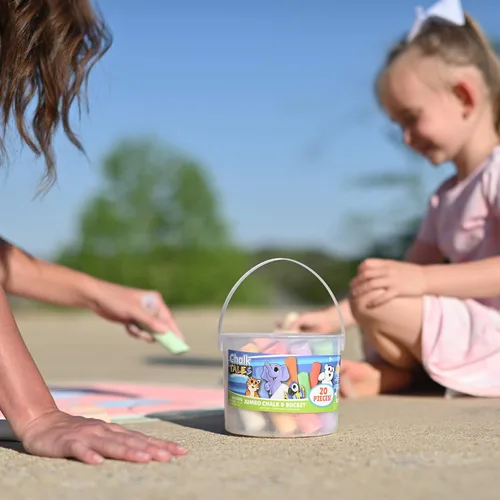 Miniatura 2 de Sunny Days Entertainment Juego de tizas para acera para niños con almacenamiento, lavable, de colores gigantes para jugar al aire libre y arte