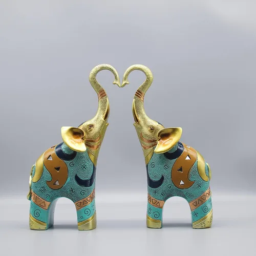 Decoración de elefante de buena suerte para el hogar, pequeñas figuras y estatuas de elefante (2 piezas medianas)