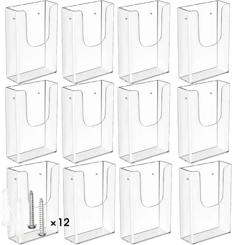 MaxGear Soporte para folletos de acrílico de 4 x 9 pulgadas, soporte para folletos y folletos, organizador de plástico transparente para folletos de