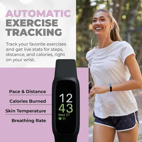 Miniatura 5 de Fitbit Inspire 3 - Paquete de seguimiento de salud y fitness, con control del estrés, intensidad de entrenamiento, seguimiento del sueño, corazón