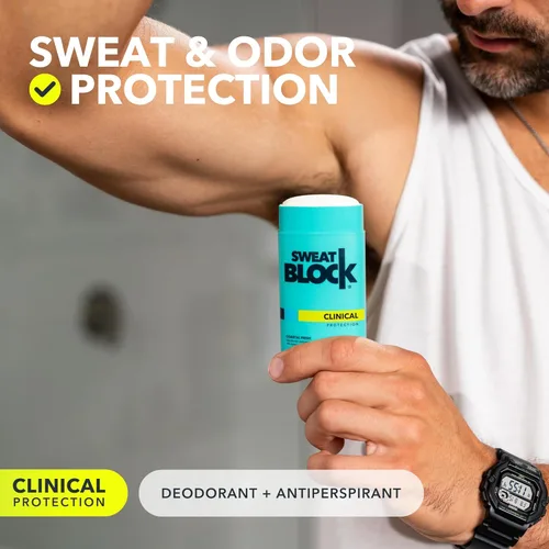 Miniatura 2 de SweatBlock Desodorante y antitranspirante de fuerza clínica para hombres y mujeres, aroma fresco costero, paquete de 2 unidades, protección de 48