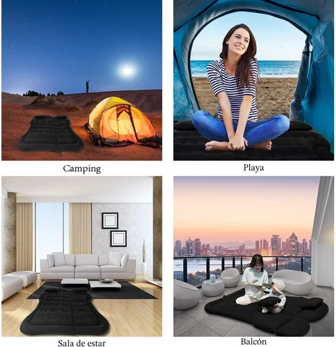 Miniatura 4 de SAYGOGO Colchón de aire para SUV, cojín de cama de campamento, almohada inflable engrosada para cama de aire con bomba de aire eléctrica, Negro