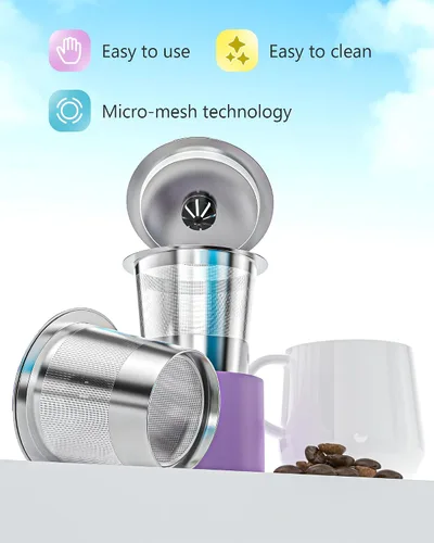 Miniatura 5 de Cápsulas de café reutilizables universales, adecuadas para tazas K, acero inoxidable reutilizable compatible con cafeteras Keurig 1.0 y 2.0